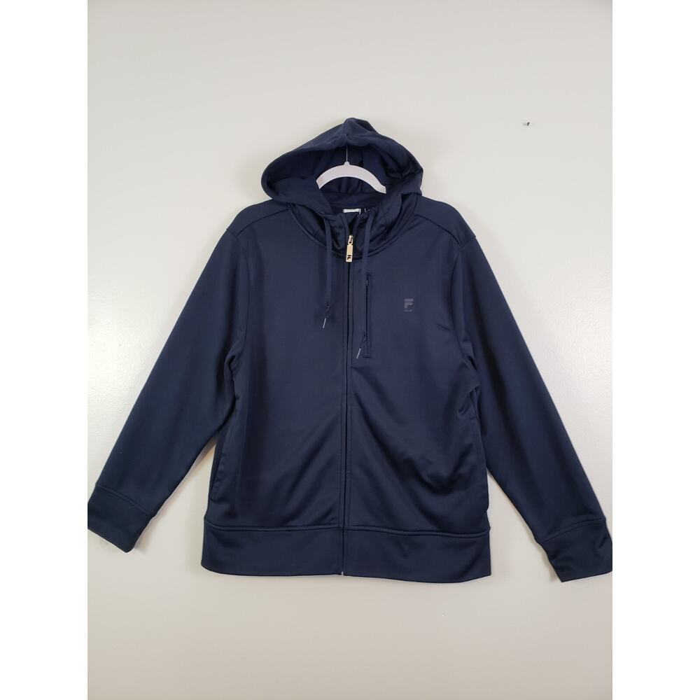 Y2K Fila Sport Men’s Jacket Size M Full Zip Athletic Performance Hoodie Navy